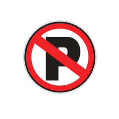 No parking sign symbol on white background. Vector Ilustration