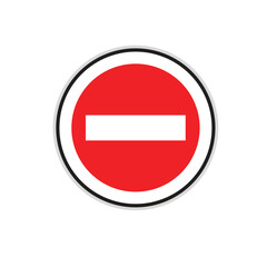 One Way Road Sign Symbol on White Background. Perboden, verboden sign. Vector Illustration
