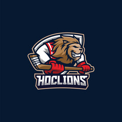 Lion Hockey Logo Template