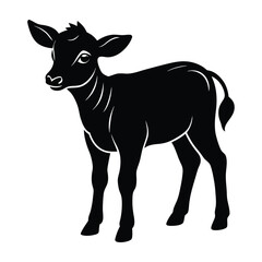 Calf standing with small horns just starting to grow silhouette art