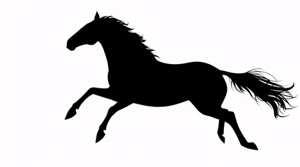 Dramatic Galloping Horse Silhouette in Vector Art Style