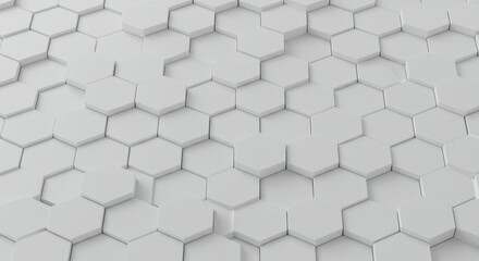 Hexagonal pattern, 3D geometric shapes, gray tones, honeycomb structure, abstract background, textured surface, repeating tiles, minimalist design, architectural elements, shadow play, monochromatic, 