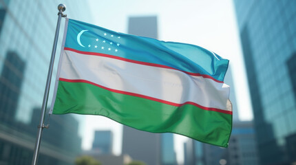 Uzbekistan national flag Official state symbol of country.