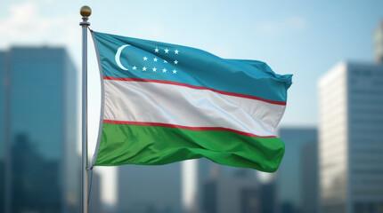 Uzbekistan national flag Official state symbol of country.
