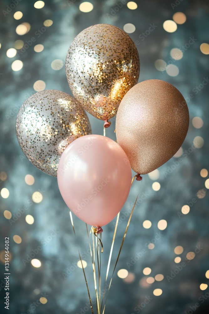 Poster festive balloons against a bokeh background creating a celebratory and elegant atmosphere for specia