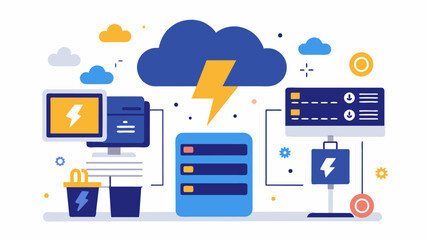 Store all your digital assets from personal photos to complex business data with the lightning fast Yottabyte Storage Solutions.. Vector illustration