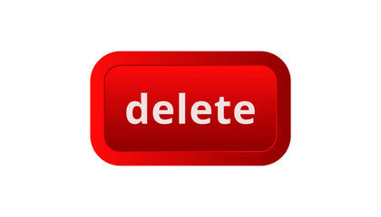 A bright red delete button with bold white text on a rectangular shape, symbolizing removal.