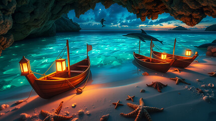 Obraz premium boat on the beach
