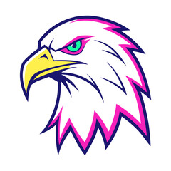 Fototapeta premium bald eagle head with sharp neon outline details