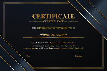 Gold-lined dark certificate template design