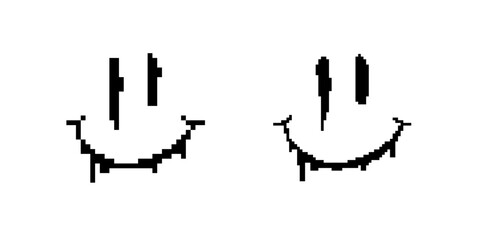 Two black smiley faces with unique vertical line eyes, expressing simplicity and creativity.