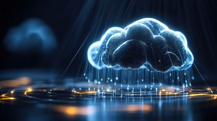 Innovative cloud computing visualization digital space graphic art futuristic environment close-up view technology concept