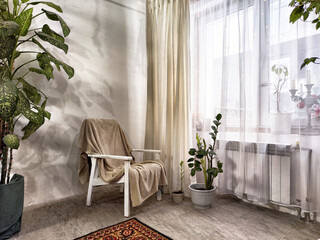 Cozy corner with plants and natural light in a tranquil indoor space