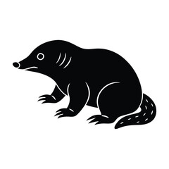 Mole burrowing with small claws extended silhouette on white design