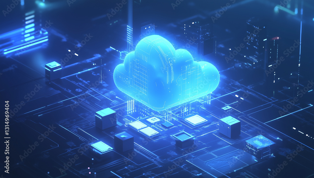 Poster cloud computing digital information and cyberspace background
