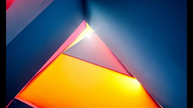 Abstract geometric shapes moving with bright neon lights