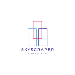 Skyscraper logo building architect line logo design vector