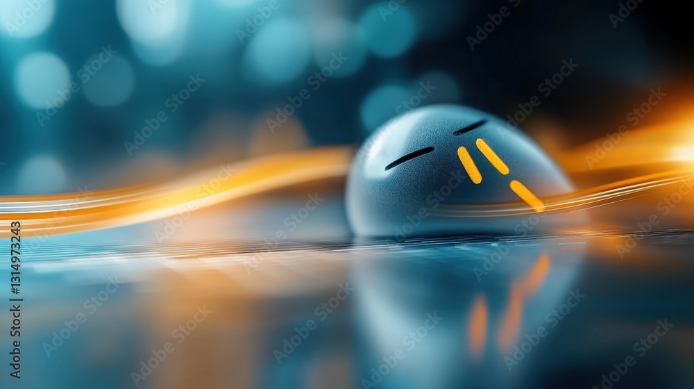 Poster floating animated character in abstract digital landscape virtual environment illustrative art persp