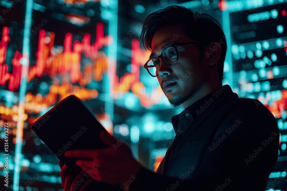 Poster analyzing data trends in a modern business environment