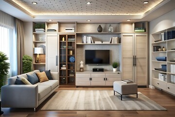 Living Room with Galaxy Ceiling, Ambient Lighting, and Modern Design