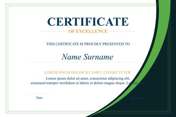 Green-bordered certificate of excellence template
