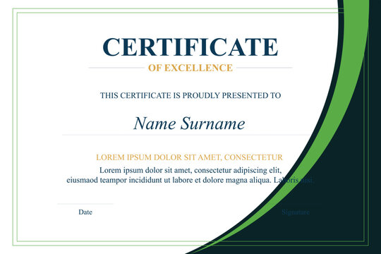 Green-bordered certificate of excellence template