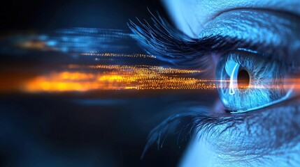 Exploring vision eye technology enhancements in digital space close-up perspective futuristic concept