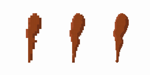 Three brown brush strokes arranged side by side. each stroke has a unique size and shape.