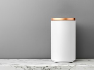 Ultramodern cylindrical food incubator with soft LED indicators, sitting on a marble countertop