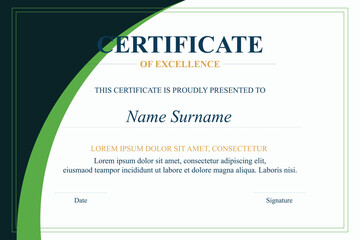 Green-teal excellence certificate design template