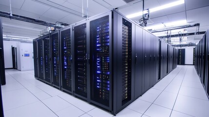 Modern server room filled with racks