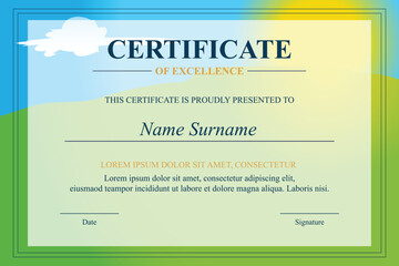 Landscape-themed certificate of excellence