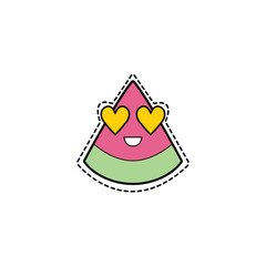 cute watermelon emoji elements vector