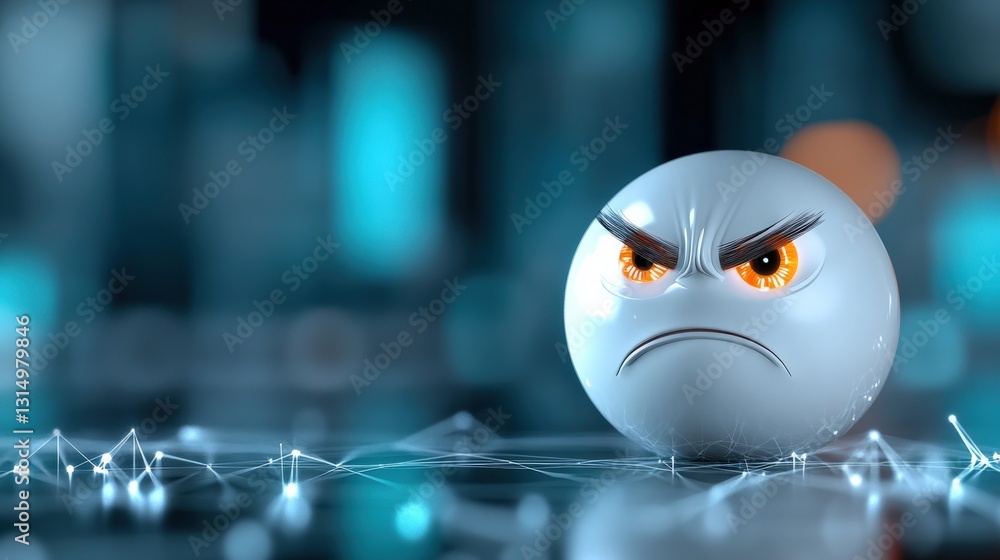 Poster angry animated character digital realm 3d rendering futuristic environment close-up view emotional e