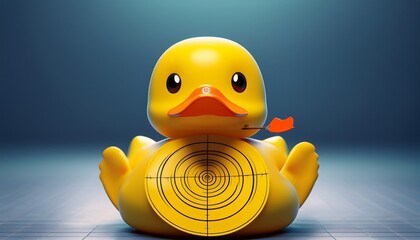 yellow rubber duck toy with a target on it representing an easy goal concept