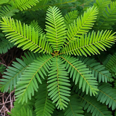 Leaves of shameplant (Mimosa pudica)