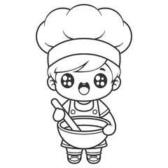 Boy wearing chefs hat, for coloring