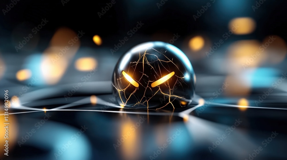 Poster dynamic energy sphere futuristic digital setting 3d render abstract environment close-up perspective