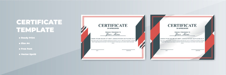 Modern A4 Certificate Templates Red-Gray Design