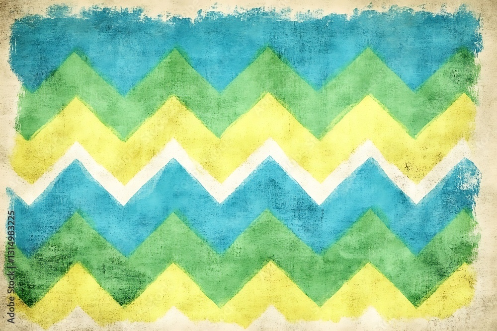 Poster distressed zigzag pattern in pastel hues with textured border design