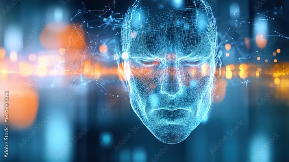 Aufkleber exploring digital consciousness analyzing ai concepts in a futuristic tech environment with a 3d ren