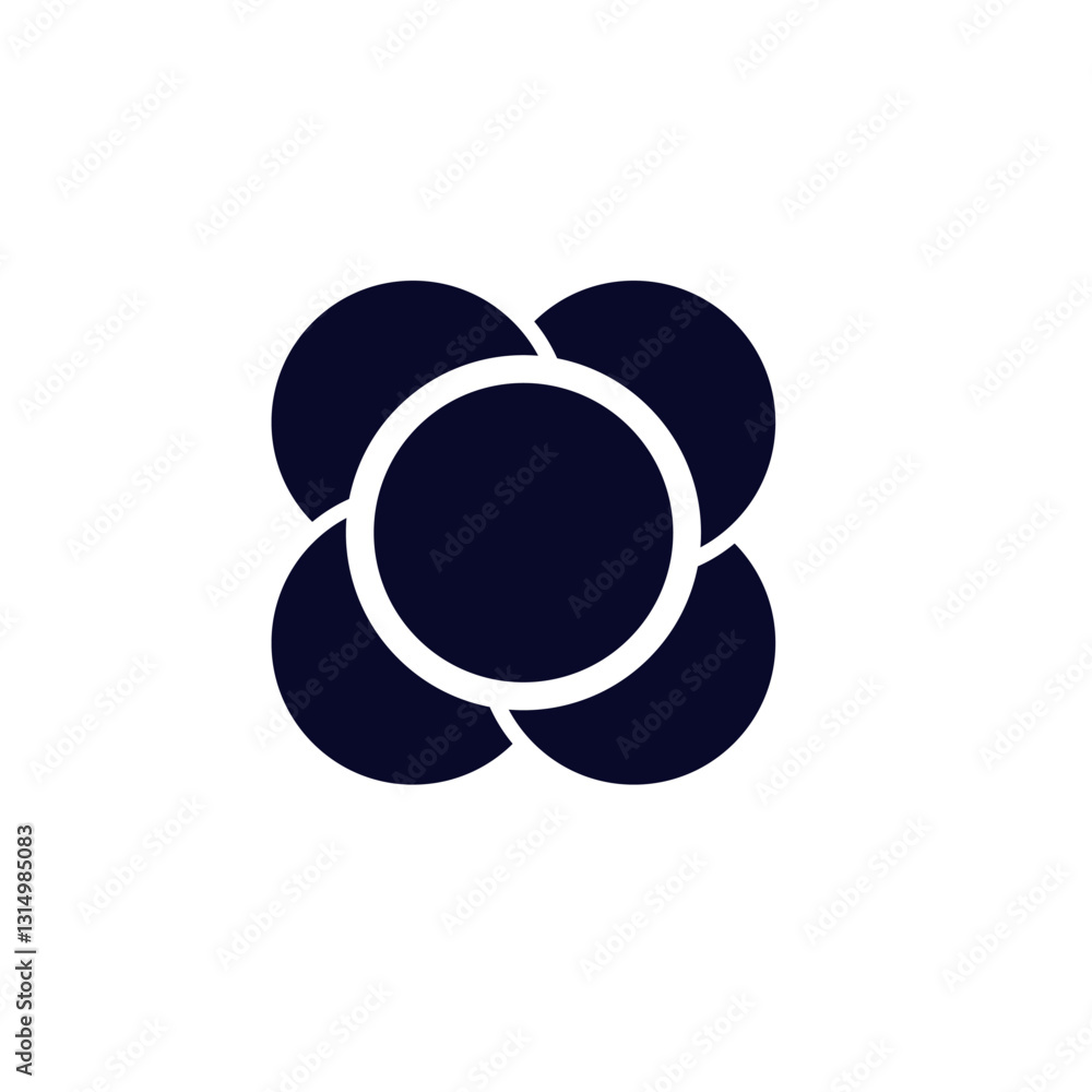 Poster a simple black circular symbol featuring four connected petals, creating a modern and elegant design