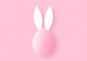 Fototapeta premium Pink Easter Egg with Bunny Ears on a Pastel Background