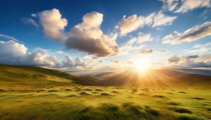 a natural landscape with soft cloud shapes and bright sunlight