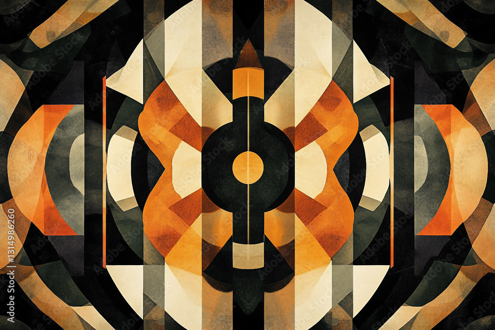 Poster abstract geometric pattern with vibrant kaleidoscope of colors generative ai