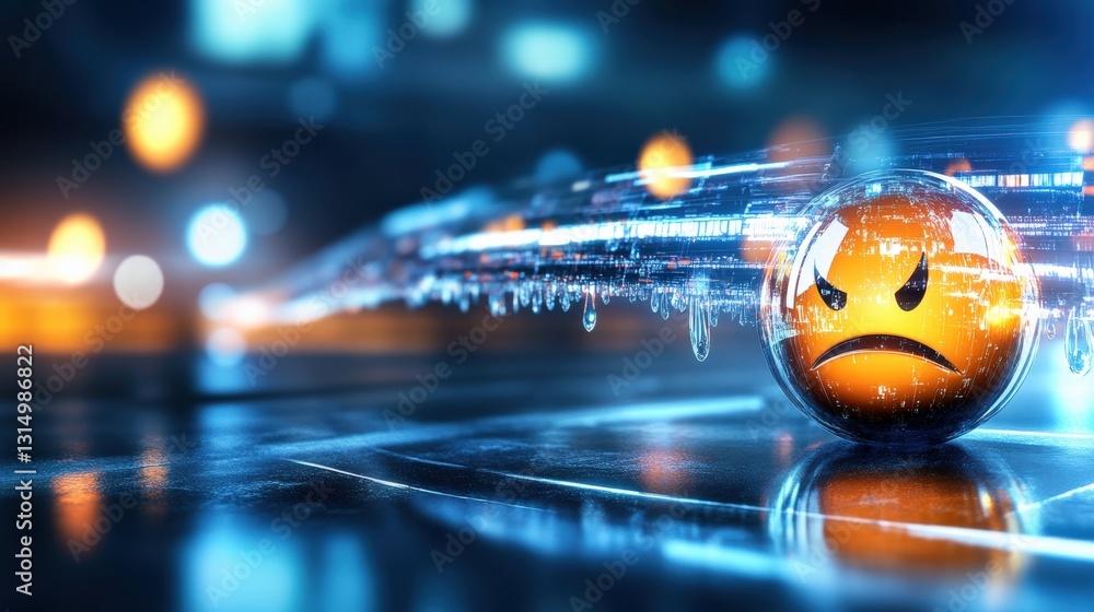 Poster dynamic expression of anger abstract digital art virtual space graphic representation futuristic env