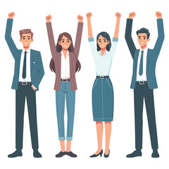 Obraz premium vector of businessmen standing and jumping sign of success