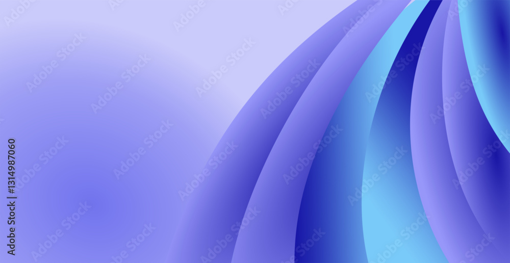 Poster composition of curved and abstract plane shapes with blue gradient tones and matching background col