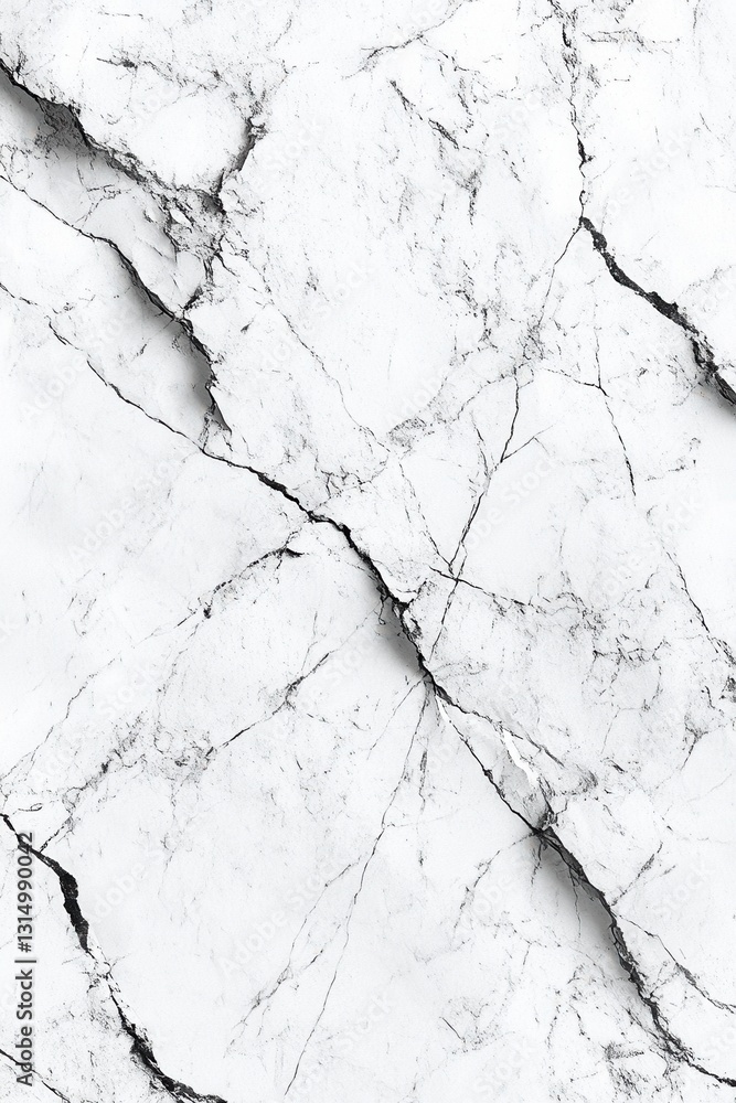 Poster elegant white marble stone texture with intricate cracks and fissures creating a sophisticated backd