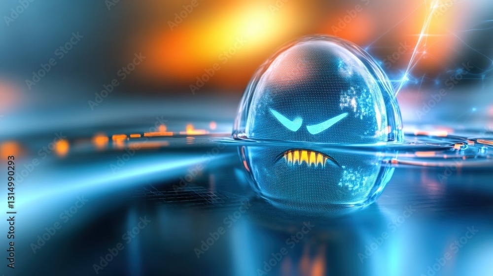 Poster eerie digital entity emerges from virtual depths cyber realm 3d art abstract environment close-up vi